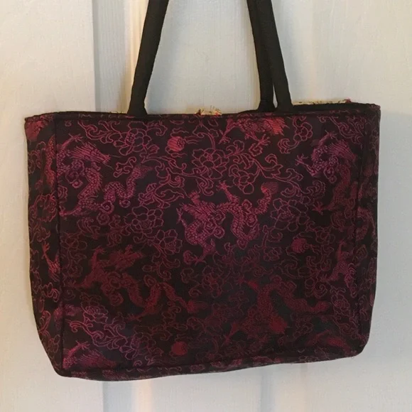 Oriental Asian Flair Unique Evening handbag Bag multi colored satin - Picture 4 of 12